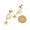 Natural Shell with Starfish Charm Dangle Stud Earrings for Girl Women EJEW-JE04663-4