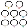 8Pcs 8 Colors Natural Lava Rock & Synthetic Moonstone Beads Stretch Bracelets BJEW-JB11566-2
