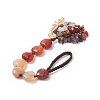Heart Natural Red Agate & Mixed Stone Chips Tassel Pendant Decorations HJEW-JM00948-05-3