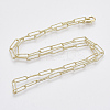 Brass Textured Paperclip Chain Necklace Making MAK-S072-03A-LG-2