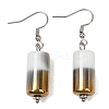 Half Electroplate Opaque Glass Column Beads Dangle Earrings EJEW-JE04588-06-1