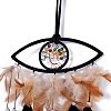 Handmade Eye & Tree of Life Woven Net/Web with Feather Wall Hanging Decoration HJEW-K035-02-2