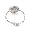 304 Stainless Steel Flat Round Open Cuff Ring for Women RJEW-E066-07P-3