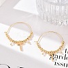 Brass Glass Hoop Earrings EJEW-U040-03G-2