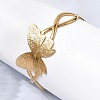 Butterfly 304 Stainless Steel Cuff Bangles for Women BJEW-A155-01G-1