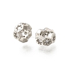 Hexagon Brass Micro Pave Clear Cubic Zirconia European Beads KK-Z156-01P-03-1