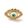 Cubic Zirconia Horse Eye Open Cuff Ring with Acrylic RJEW-B042-03G-01-2