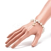 Cat Eye Beaded Stretch Bracelet with Alloy Enamel Daisy Charm for Women BJEW-JB08542-3