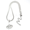 Ginkgo Leaf 201 Stainless Steel Herringbone Chains Pendant Necklaces NJEW-K253-36P-4