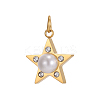 304 Stainless Steel Micro Pave Clear Cubic Zirconia Charms CU-OY001-43G-1