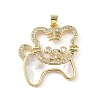Brass Micro Pave Cubic Zirconia Shell Pendants KK-L239-011G-1