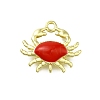 Brass Red Enamel Carb Links Connector Charms KK-K400-19G-1
