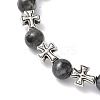 Natural Larvikite Round Beads Stretch Bracelets BJEW-JB12343-03-3