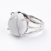 Adjustable Natural Howlite Finger Rings RJEW-F075-01Q-2