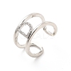 Clear Cubic Zirconia Initial Letter Open Cuff Ring RJEW-A012-01P-D-2