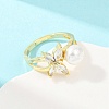 Brass Micro Pave Cubic Zirconia Finger Rings for Women RJEW-D340-02G-04-4