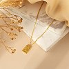 Fashionable 304 Stainless Steel Irregular Textured Rectangle Pendant Necklaces for Women EN2201-1-1