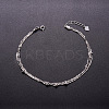 SHEGRACE Rhodium Plated 925 Sterling Silver Layered Anklets JA28A-2