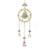 Glass Beads Wire Wrapped Brass Christmas Tree Pendant Decoration X1-HJEW-TA00235-1