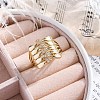 Brass Micro Pave Clear Cubic Zirconia Cuff Finger Rings RJEW-G337-34G-2