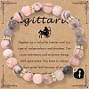 12 Constellations Natural Zebra Jasper Round Beaded with Enamel Heart Charm Bracelets WGB6967-11-1
