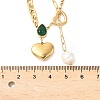 304 Stainless Steel Pave Green Cubic Zirconia Heart Pendant Necklaces for Women NJEW-U040-01A-G-5