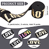 FINGERINSPIRE 8 Yards 4 colors Flat Printed Love Polyester Elastic Wide Band OCOR-FG0001-86-2
