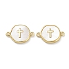 Rack Plating Brass Pave Shell Connector Charms LS-KK-Z036-08G-1