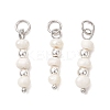 Natural Cultured Freshwater Pearl Potato with Round Electroplate Synthetic Non-magnetic Hematite Pendants PALLOY-JF04853-01-1