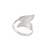 Non-Tarnish 304 Stainless Steel Leaf Open Cuff Ring for Women RJEW-S405-175P-2