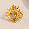 304 Stainless Steel Micro Pave Cubic Zirconia Cuff Rings for Women LS-RJEW-C144-03G-1