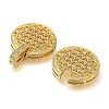 Rack Plating Flat Round Brass Micro Pave Clear Cubic Zirconia Fold Over Clasps KK-H512-08G-2