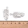 304 Stainless Steel Feather Pendants STAS-T069-37P-3