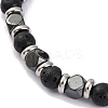 Natural Lava Rock & Synthetic Hematite Round Beaded Bracelet BJEW-P339-02P-08-2