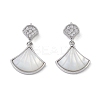 Brass & Shell & Clear Cubic Zirconia Pendants KK-G497-17P-1