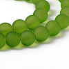 Lime Green Frosted Round Transparent Glass Bead Strands X-GLAA-S031-8mm-34-2