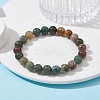 Natural Indian Agate Round Beaded Stretch Bracelets BJEW-TA00410-02-2