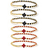 6Pcs Brass Round Beads Stretch Bracelets TI2646-3-1