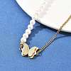 304 Stainless Steel & Plastic Pearl Butterfly Pendant Necklaces NJEW-U023-01G-2