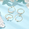 Copper Wire Wrapped Natural Cultured Freshwater Pearl Open Ring RJEW-JR00628-2