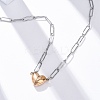304 Stainless Steel Double-Sided Magnetic Heart Pendant Paperclip Chain Necklaces NJEW-U028-02RG-1
