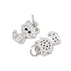 Brass Micro Pave Clear Cubic Zirconia Charms ZIRC-C020-38P-2