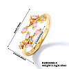 Exquisite Brass Cubic Zirconia Willow Leaf Cuff Rings for Women UN6923-4-1