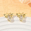 Brass Pave Single Cubic Zirconia Stud Earrings KK-CBA98BA-19G-1