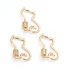 Brass Micro Pave Clear Cubic Zirconia Screw Carabiner Lock Charms ZIRC-I041-06G-1