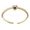 Cubic Zirconia Heart Open Cuff Bangle BJEW-N012-031B-4