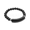 Natural Black Onyx Bead Stretch Bracelets for Women Men MZ7269-14-1