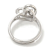 Heart with Letter Rack Plating Brass Micro Pave Cubic Zirconia Adjustable Rings for Women RJEW-I105-06P-A-3