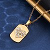 201 Stainless Steel Crystal Rhinestone Pendant Necklaces for Women NJEW-F335-01G-02-5