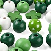 160Pcs 5 Style Irish Theme Painted Natural Wood Beads X1-WOOD-LS0001-48-4